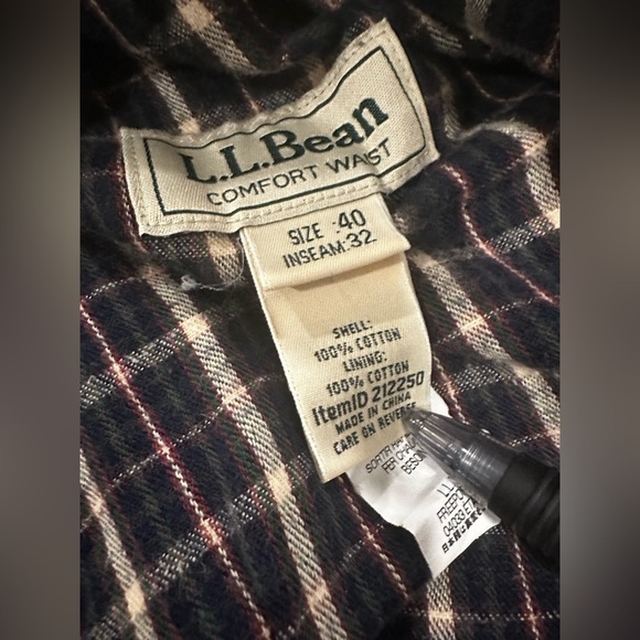LL Bean Men’s Sz: 40x32 Comfort Waist Khaki Tan Pants Fleece Lined. 100% Cotton. - Picture 5 of 12